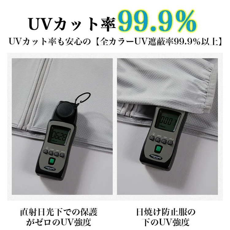 【UPF50+UVパーカー】男女兼用の薄手の日焼け止めパーカー（免税）