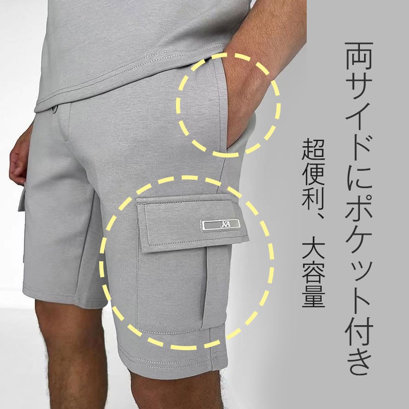 カジュアルメンズ半袖Tシャツ+ハーフパンツセットアップ