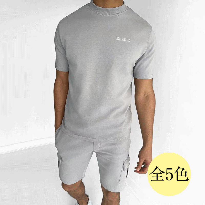 カジュアルメンズ半袖Tシャツ+ハーフパンツセットアップ