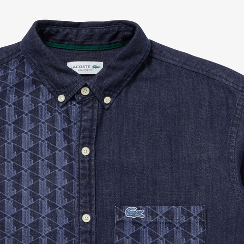 【1枚買うともう1枚プレゼント】LACOSTE 2023新作 アシンメトリーデニムシャツ