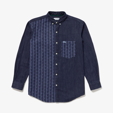 【1枚買うともう1枚プレゼント】LACOSTE 2023新作 アシンメトリーデニムシャツ