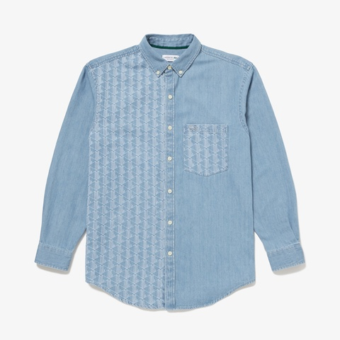 【1枚買うともう1枚プレゼント】LACOSTE 2023新作 アシンメトリーデニムシャツ