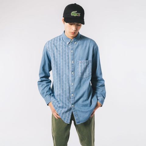 【1枚買うともう1枚プレゼント】LACOSTE 2023新作 アシンメトリーデニムシャツ